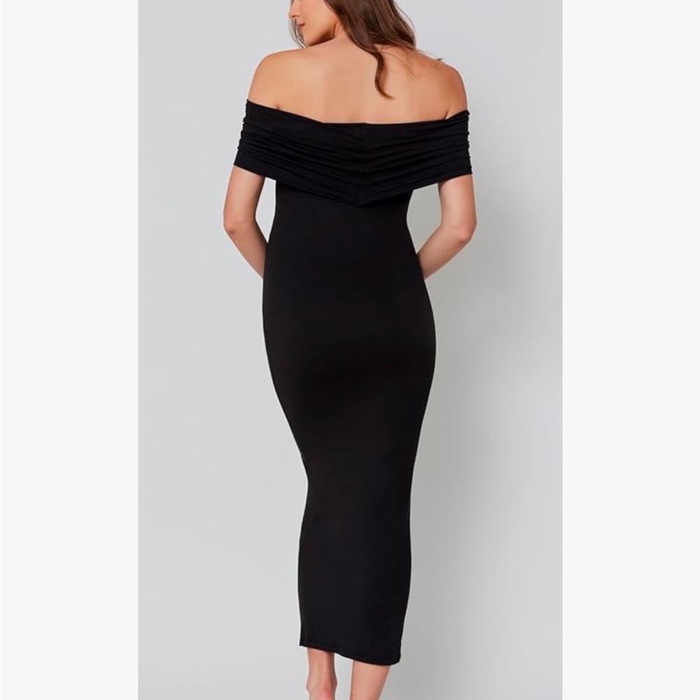 Chic Black Strapless Maternity Dress - Picture 5 of 7